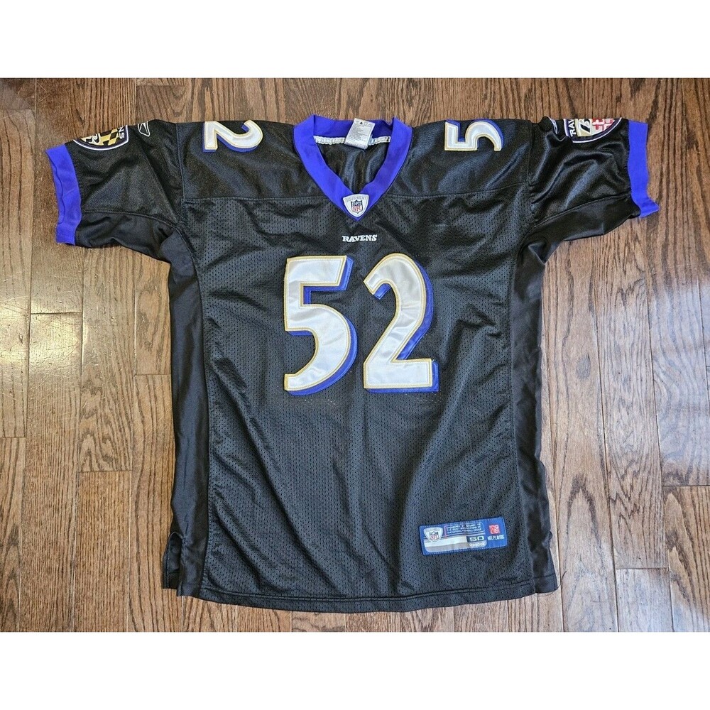 Ray Lewis #52 Baltimore Ravens NFL Reebok On Field Jersey Sz 50 Black